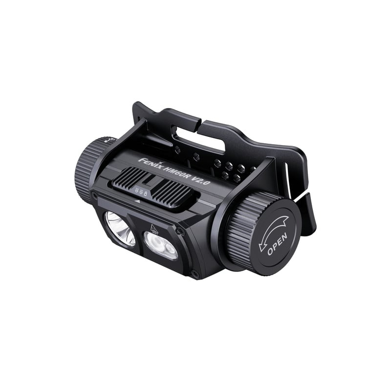 Photo de la lampe frontale Fenix HM60R V2.0 avec accessoires et boîte, soulignant la classification 
