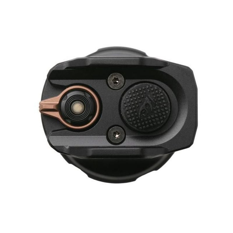 Plan détaillé de la zone de l'interrupteur de la Fenix TK35R RED montrant le bouton Flexisensa et l'