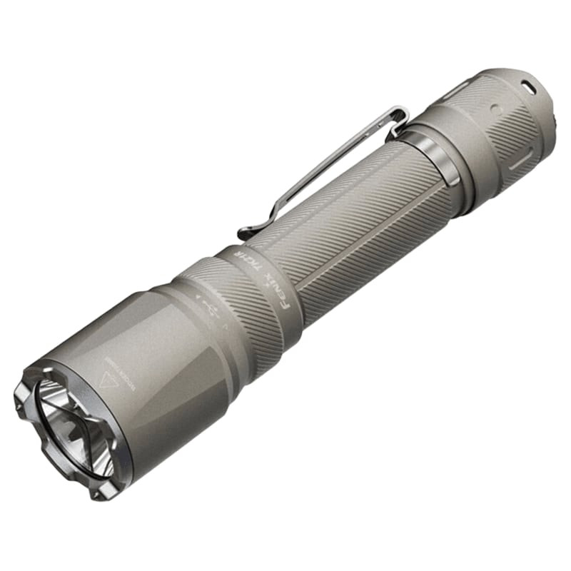 Lampe torche Fenix TK21R Craft Edition avec interrupteur arrière double et port USB-C, vue arrière.