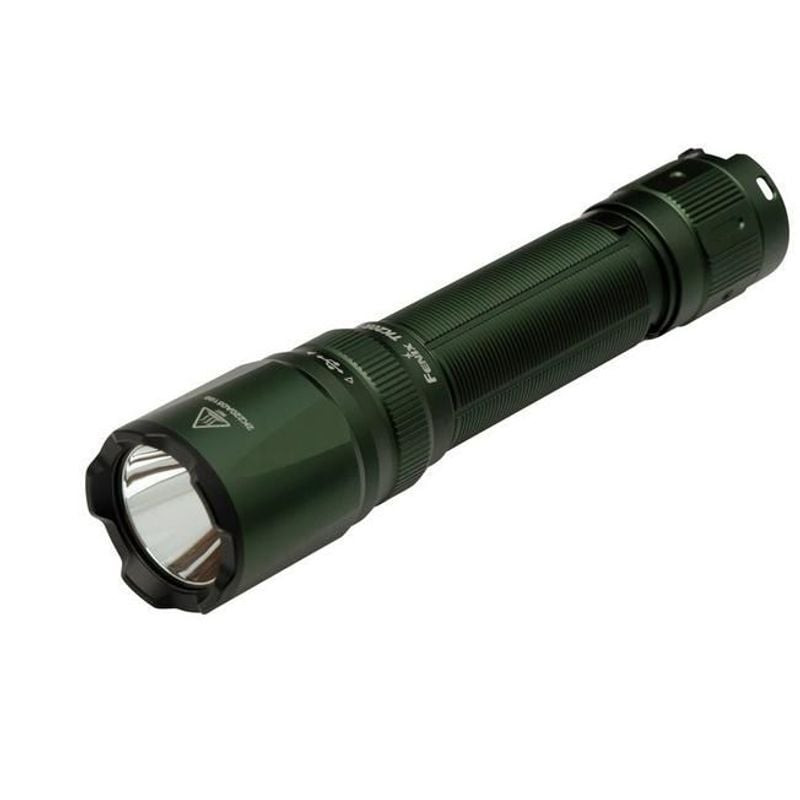 Vue arrière de la lampe de poche Fenix TK20R UE Tropical montrant le bouton de queue et le port de c