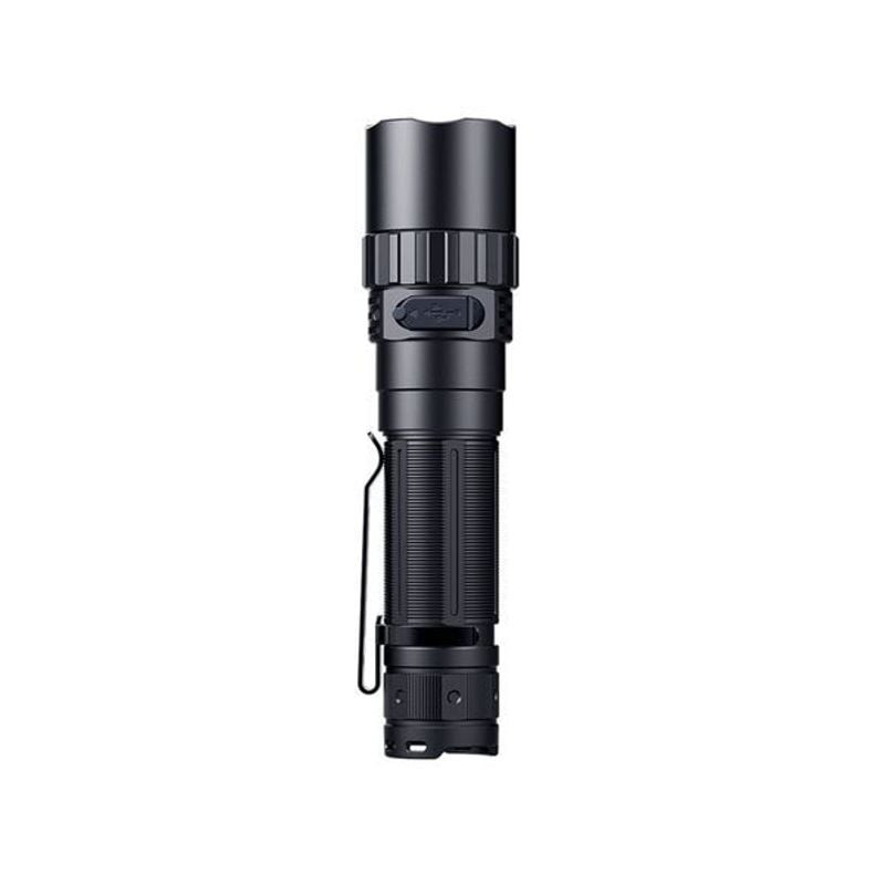 Lampe torche Fenix 1451306 PD40R V3.0 avec port de charge USB-C et indicateur de batterie.