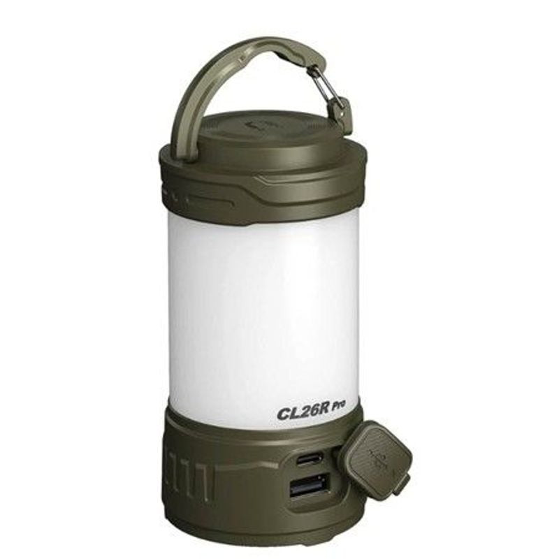 Lanterne compacte Fenix CL26R Pro montrant le port de charge USB-C et le port de sortie USB-A pour u