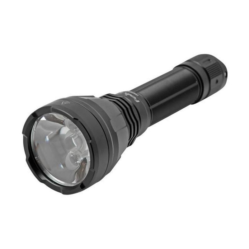 Lampe torche Fenix HT32 vue latérale montrant l'interrupteur tactique arrière et l'interrupteur laté