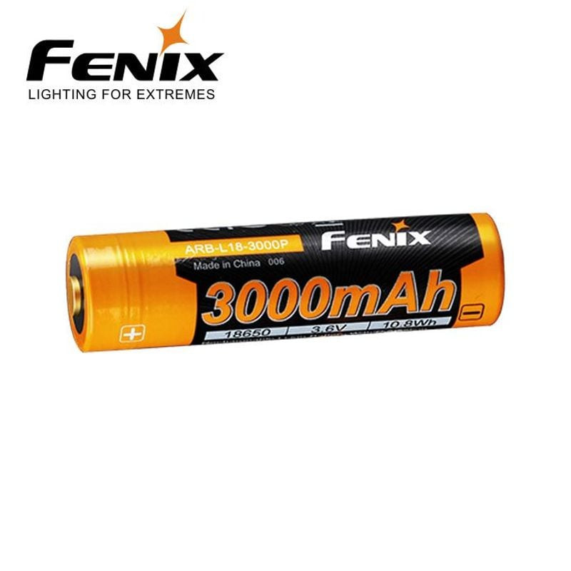 Vue latérale de la batterie Fenix ARB-L18-3000P montrant les contacts et le circuit de protection
