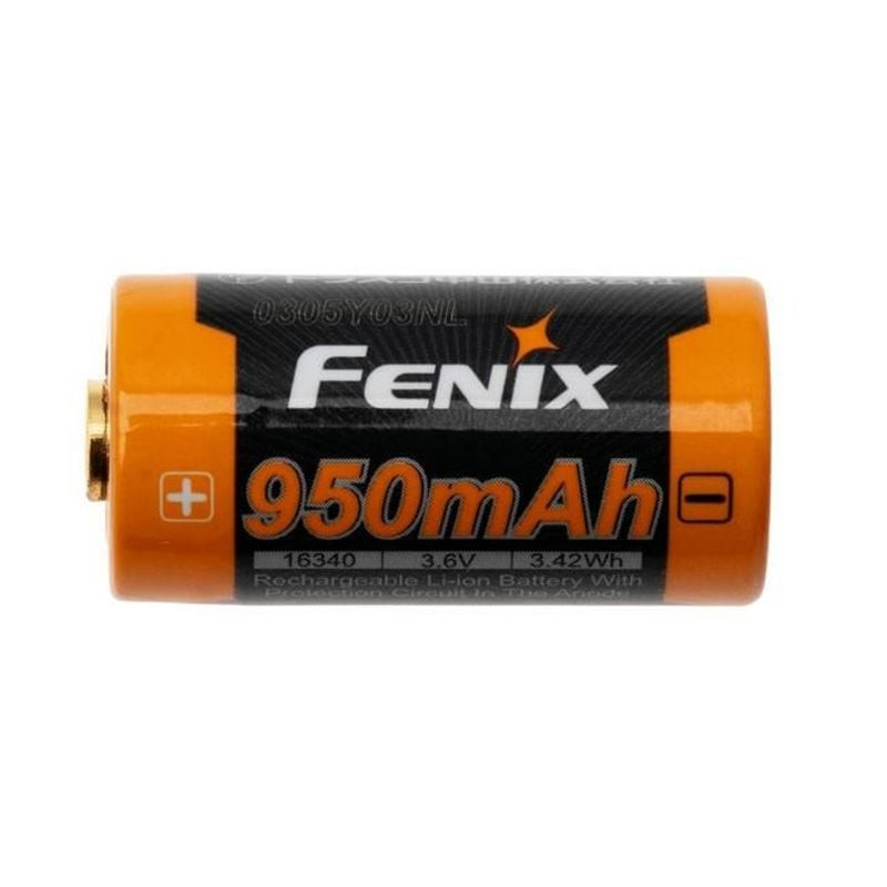 Vue latérale de la batterie rechargeable Fenix ARB-L16-950P avec détails du modèle.