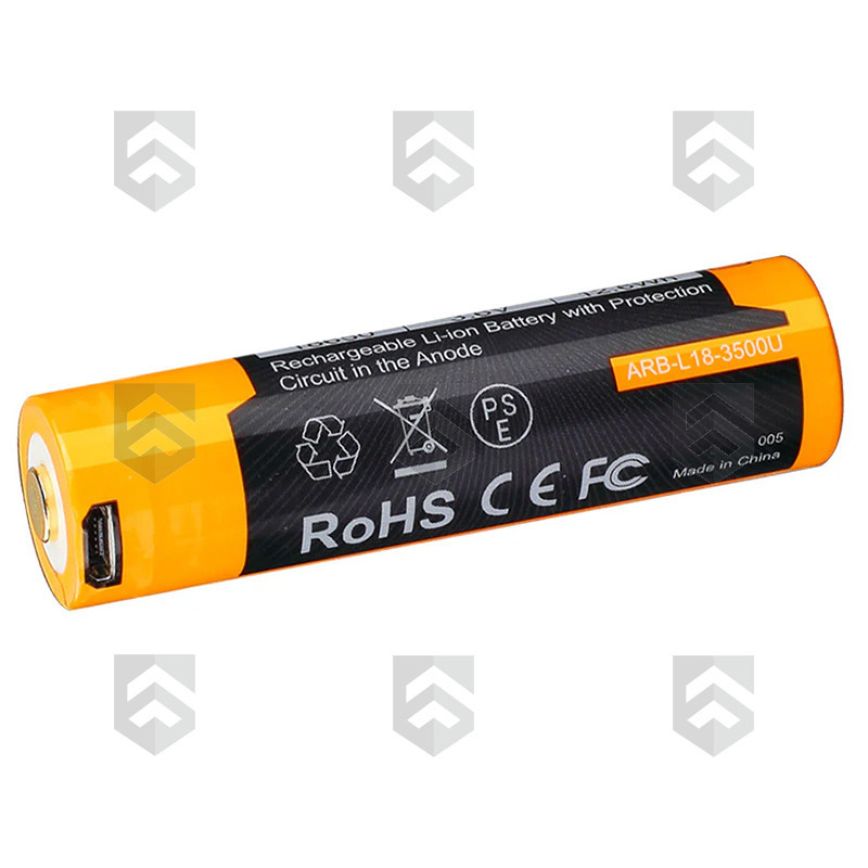 Accu type 18650 Li-ion 3500 mAh Fenix prise micro USB