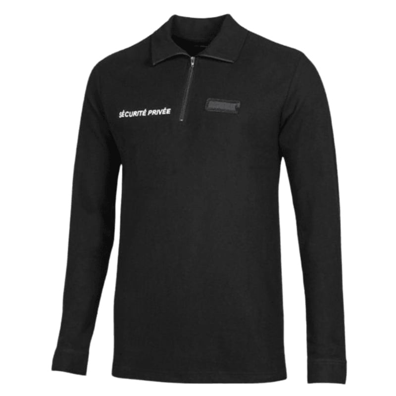 Chemise de sécurité CityGuard 2001334 noire avec col montant zippé et dos rétroréfléchissant, vue de