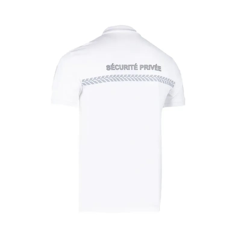 GK Pro 2013607 polo de sécurité blanc vu de dos avec bande réfléchissante pour la visibilité nocturn