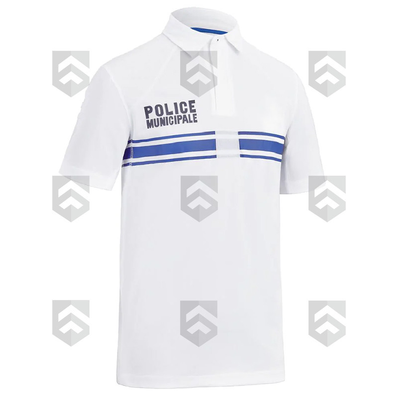 Polo Police Municipale Respirant Col Zippé Equipol Blanc