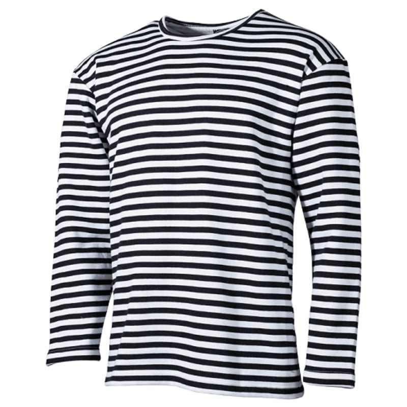 MFH 2072800 chemise à manches longues rayée, bleu et blanc, tee-shirt en coton d'hiver ample