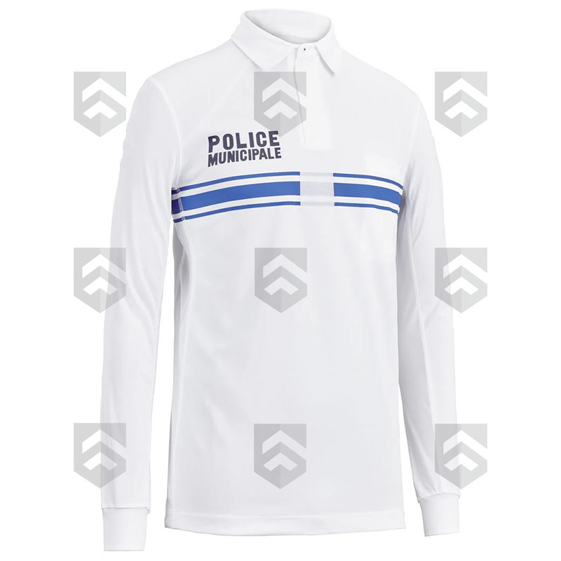 Polo Police Municipale Respirant ML Col Zippé Equipol Blanc