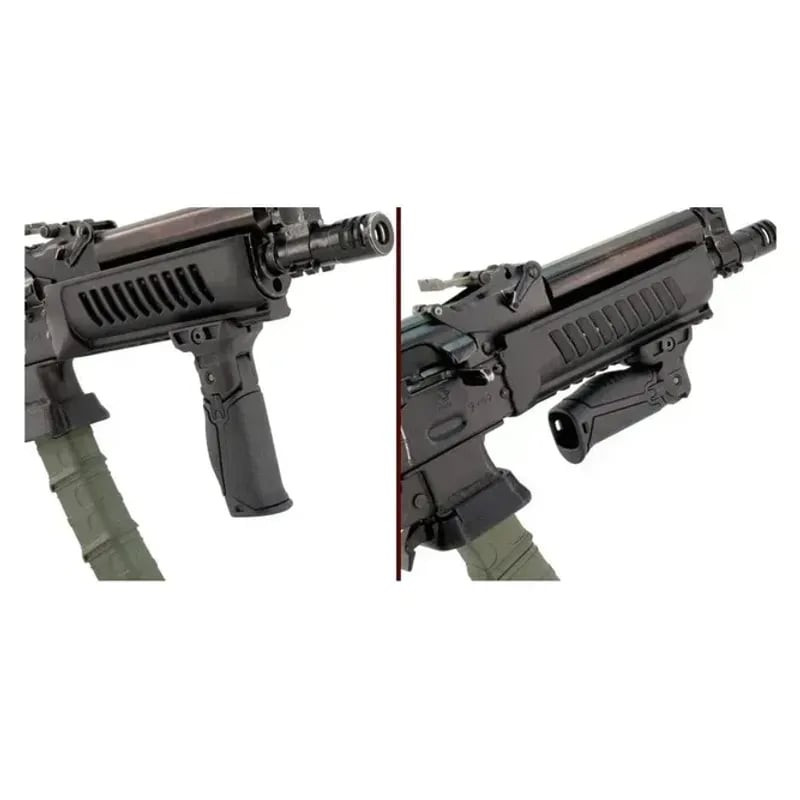 Poignée avant rabatable pour rail Picatinny DLG Tactical, image d’ambiance tactique