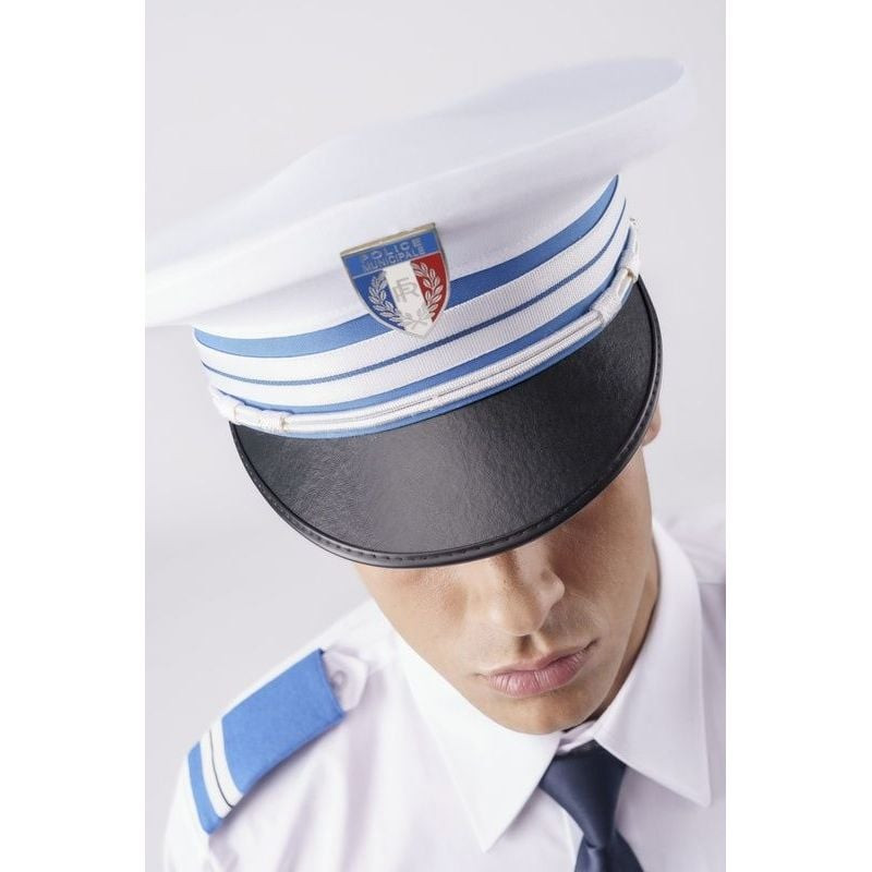 Housse blanche Casquette de Cérémonie Homme Police Municipale OROD, protégeant la casquette lors d'u