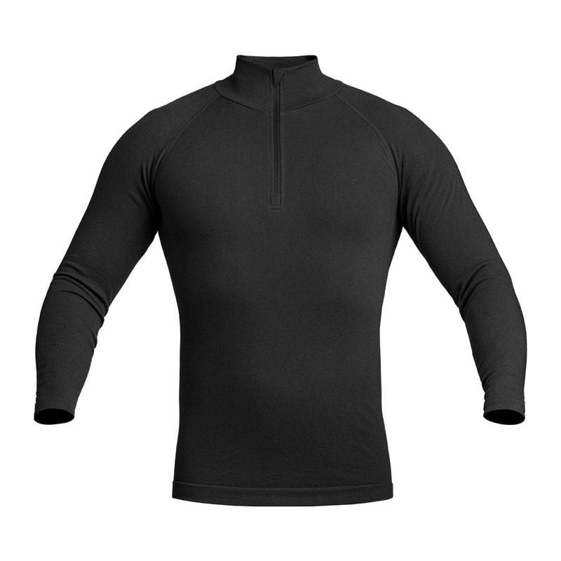 Sweat zippé noir A10 Thermo Performer Gen 2, vue de face sur fond blanc, col haut et manches raglan