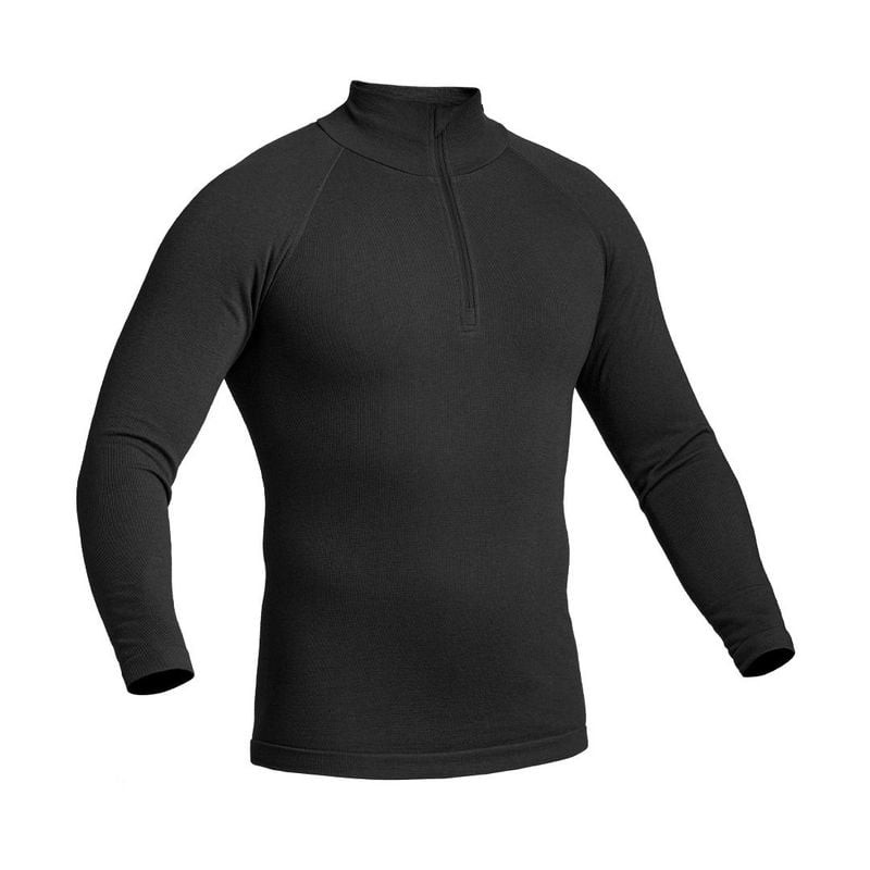 Vue de face inclinée du sweat zippé noir A10 Thermo Performer Gen 2, sous-couche thermique ajustée s