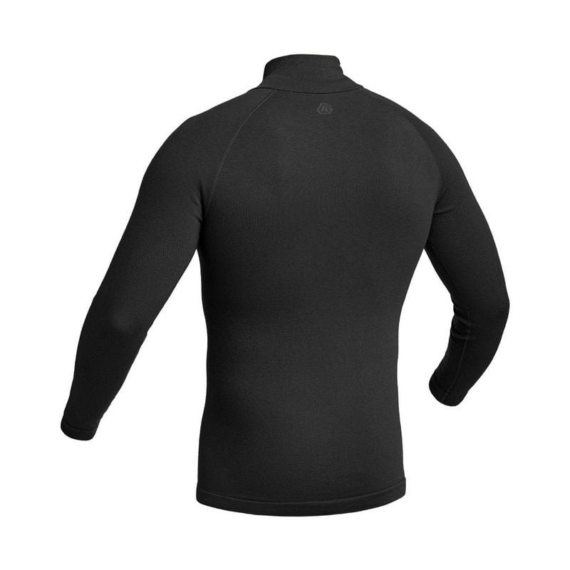 Vue arrière inclinée du sweat zippé noir A10 Thermo Performer, sous-couche thermique ajustée à col c