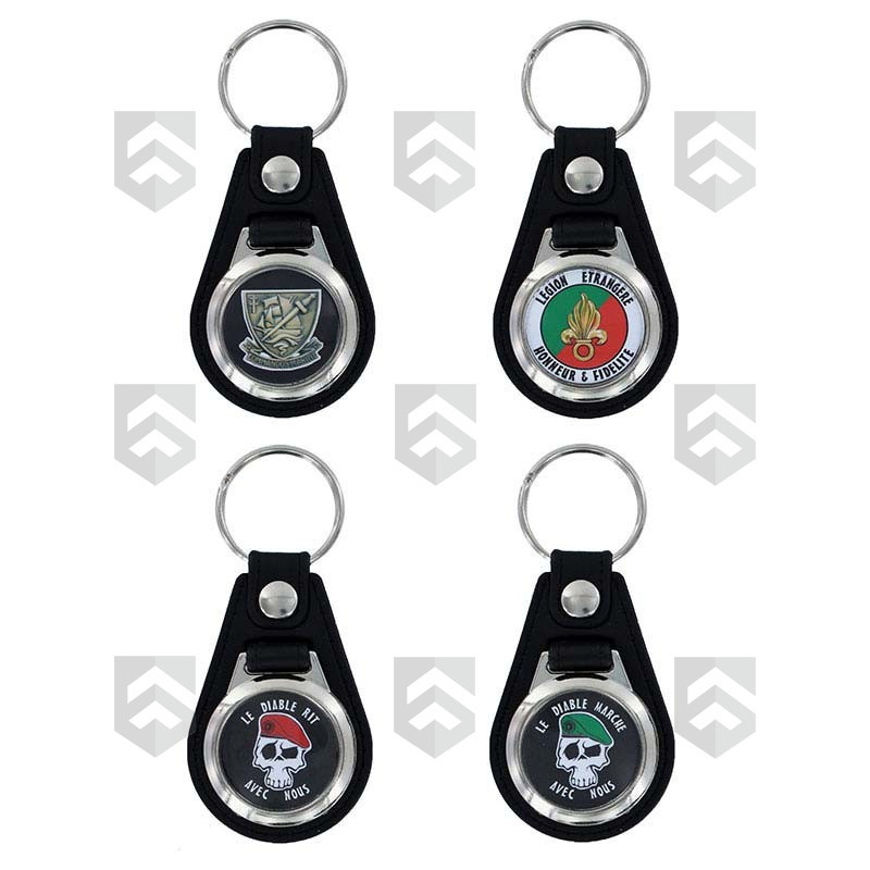 Porte-Clés Nickel et Cuir Spécialité Armée