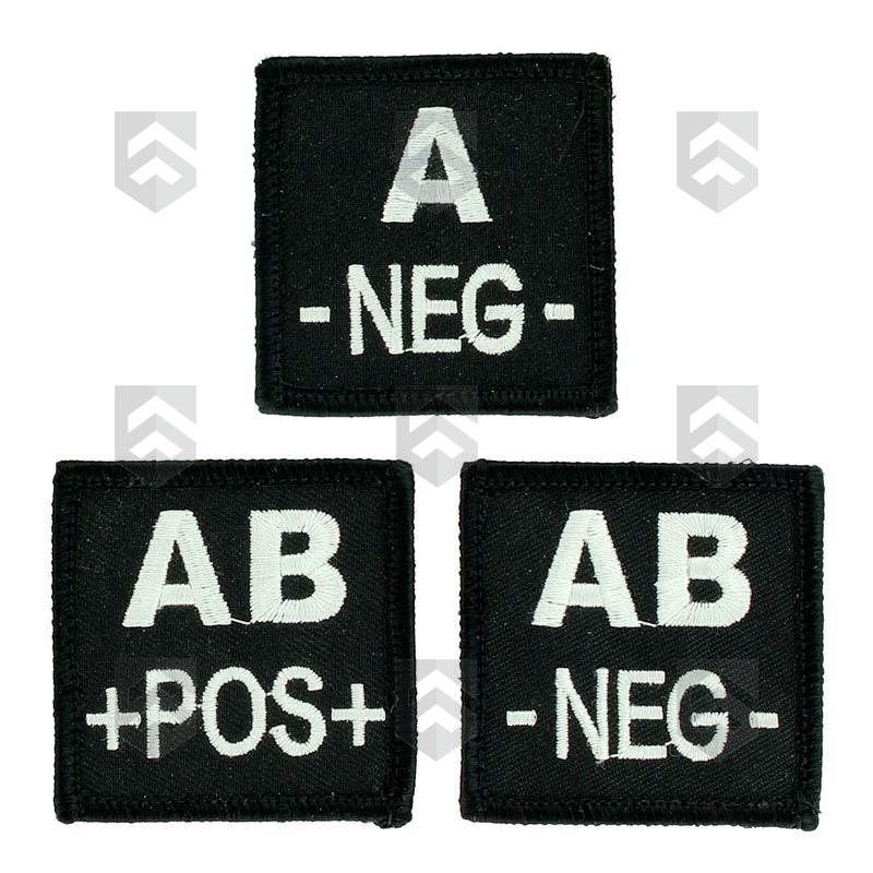 Insigne de Groupe Sanguin brodé Noir S.W.A.T.