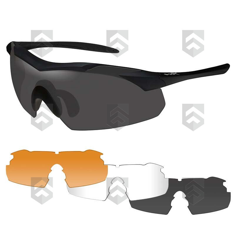 Pack Lunettes Balistiques Vapor WILEY X Noir Mat Incolore/Ambré/Fumé