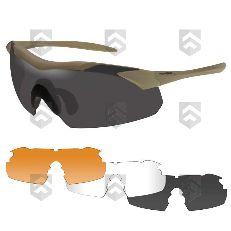 Pack Lunettes Balistiques Vapor WILEY X Sable Incolore/Ambré/Fumé