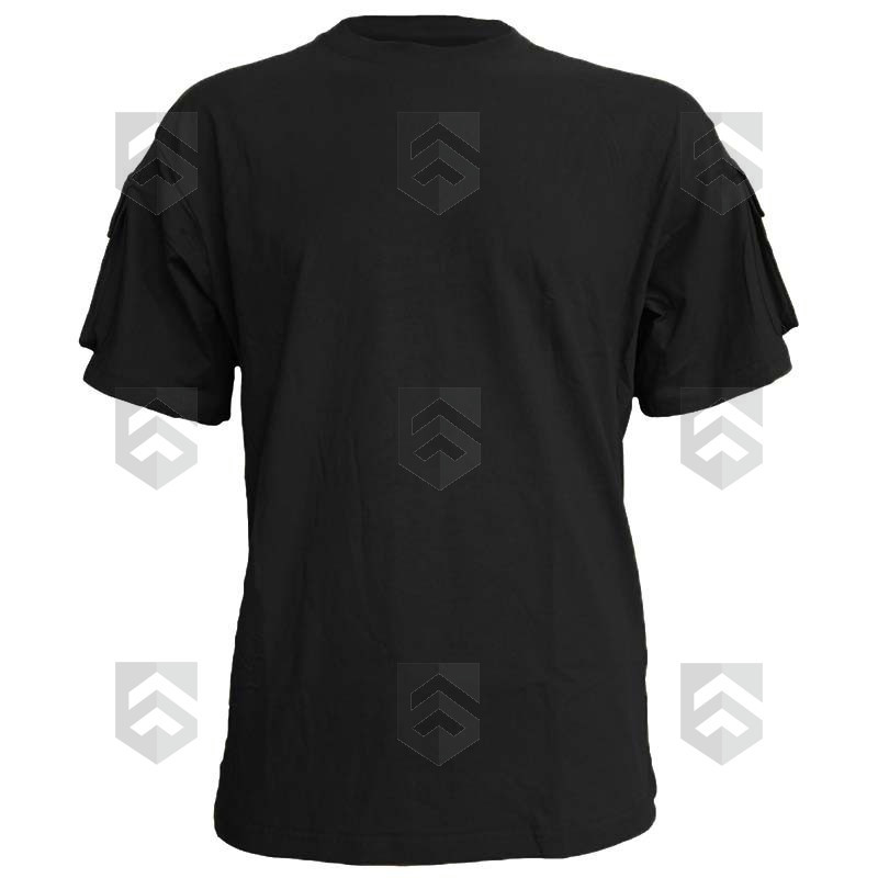 T-shirt US manches courtes Noir avec Poches sur Manches