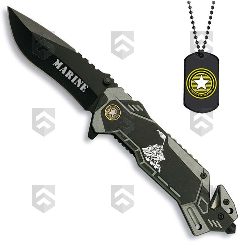 Couteau tactique "Marine" + plaque modèle 19434 Albainox