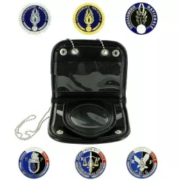 Porte-carte Tour de Cou + Porte-médaille de Ceinture Cuir + Médaille Gendarmerie