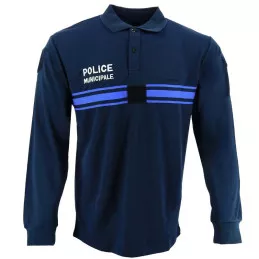 Polo Police Municipale Respirant Allégé Manches Longues Bleu Marine