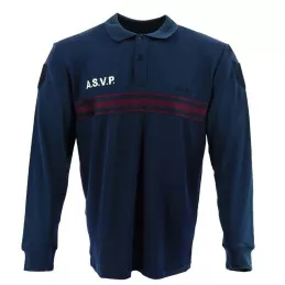 Polo ASVP Respirant Allégé Manches Longues Bleu Marine