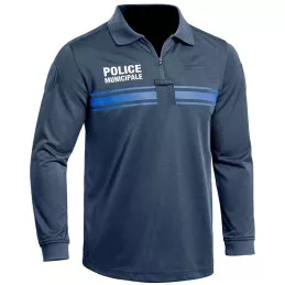 Polo Police Municipale Respirant Manches Longues Bleu Marine PM ONE