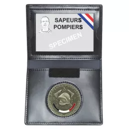 Porte-carte cuir 2 volets Sapeurs-Pompiers format CB + Médaille