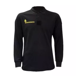 Polo Gendarmerie Mobile Manches Longues Respirant Noir Imprimé