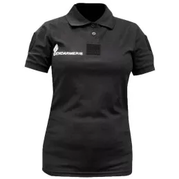 Polo Gendarmerie Départementale Respirant Noir Imprimé avec Velcro Femme
