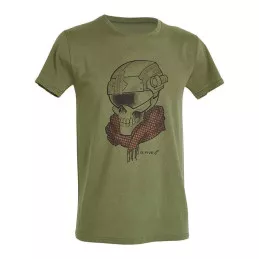 T-shirt manches courtes D.FIVE DEFCON 5 SKULL avec Casque Vert O.D.