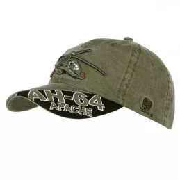 Casquette Brodée AH-64 Apache Vert Délavé
