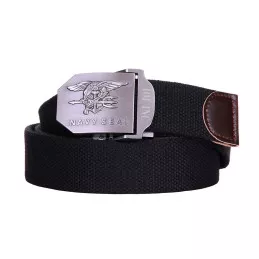 Ceinture Militaire Boucle Gravée Navy Seal Noire