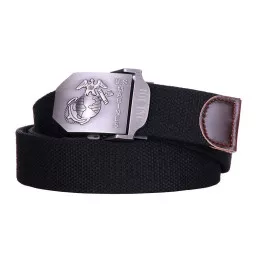 Ceinture Militaire Boucle Gravée US Marines Noire
