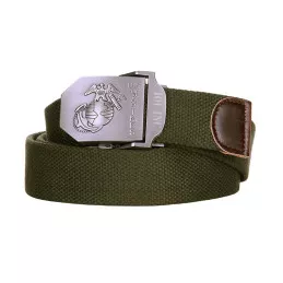Ceinture Militaire Boucle Gravée US Marines Vert OD