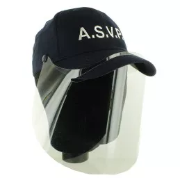 Casquette Brodée ASVP avec visière protection de lutte Covid 19 amovible
