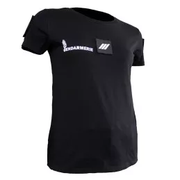 T-shirt Imprimé Gendarmerie Départementale Noir avec supports Velcro Femme