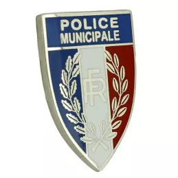 Insigne métallique Police Municipale pour calot avec écusson tricolore