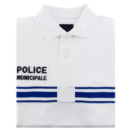 Polo Police Municipale Respirant Manches Longues Blanc