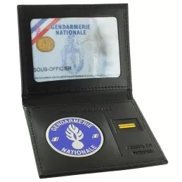 Porte-carte mini cuir 2 volets Format carte de crédit + Support Médaille et Grade Gendarmerie GK Pro