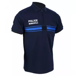 Polo Police Municipale Double Face Manches Courtes Col Zippé DMB Bleu Marine