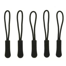 Lots de 5 Tirettes Quadra pour fermeture éclair Noir