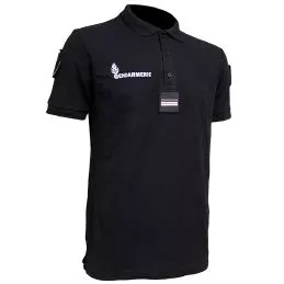 Polo Gendarmerie Départementale MC Noir Imprimé avec supports Velcro
