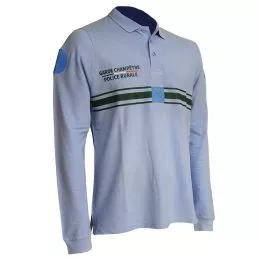 Polo Garde Champêtre / Police Rurale ML Bleu Ciel