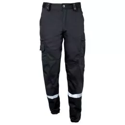 Pantalon Intervention Action Mat avec Bandes Réfléchissantes Noir