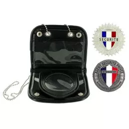 Porte-carte Tour de Cou + Porte-médaille de Ceinture Cuir + Médaille Sécurité