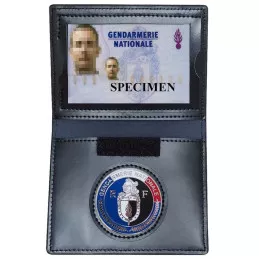 Porte-carte cuir 3 volets format CB et Navigo Gendarmerie + Médaille